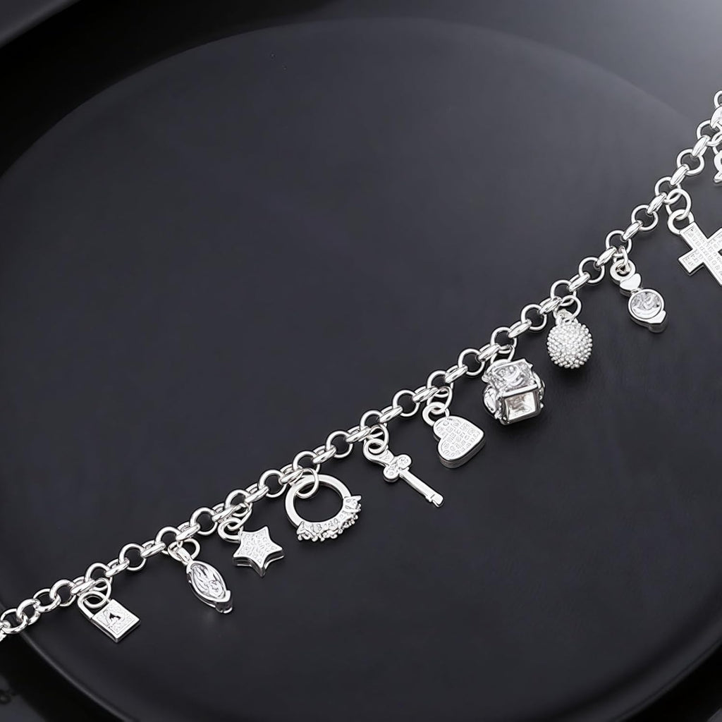 Sterling Silver Bracelets for Women Silver Charm Bracelet Jewelry
