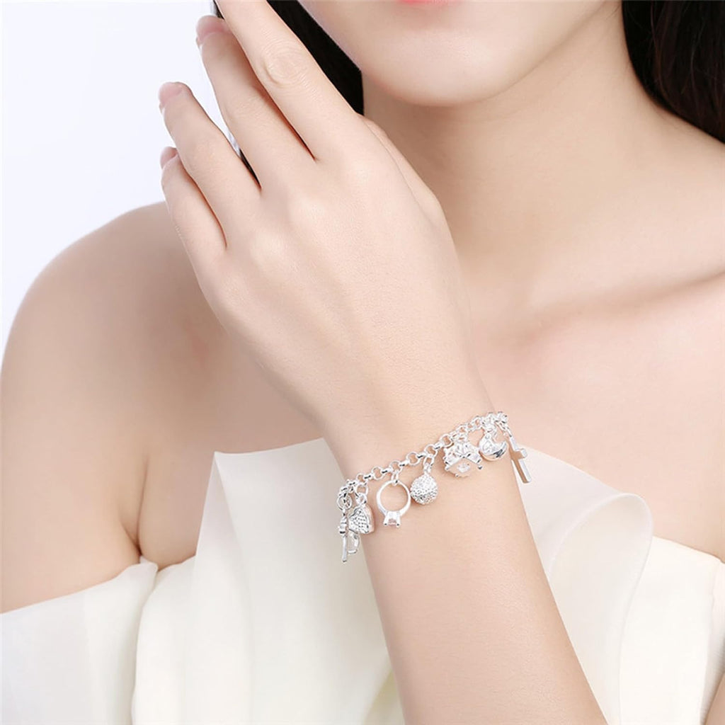 Sterling Silver Bracelets for Women Silver Charm Bracelet Jewelry