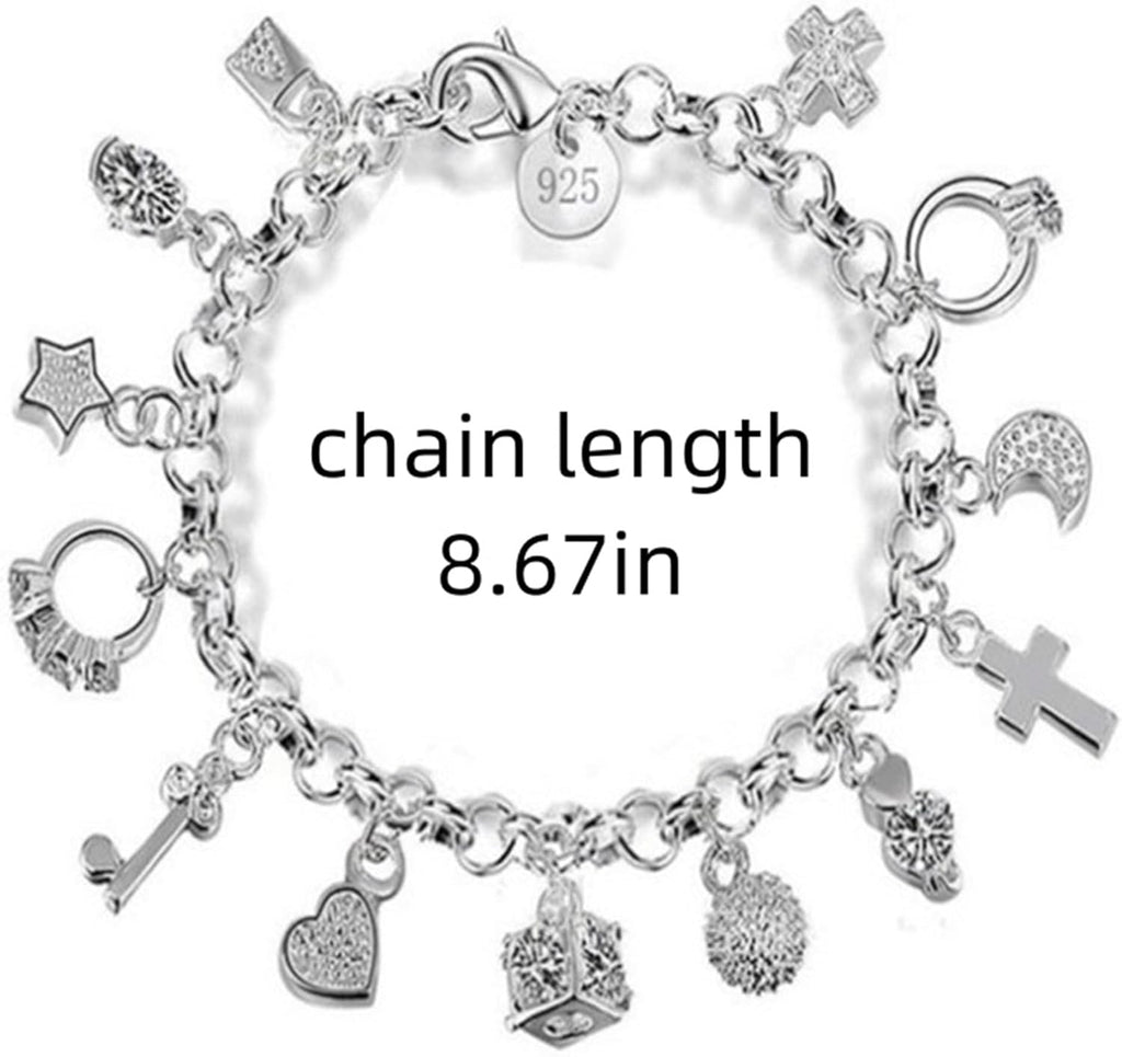 Sterling Silver Bracelets for Women Silver Charm Bracelet Jewelry