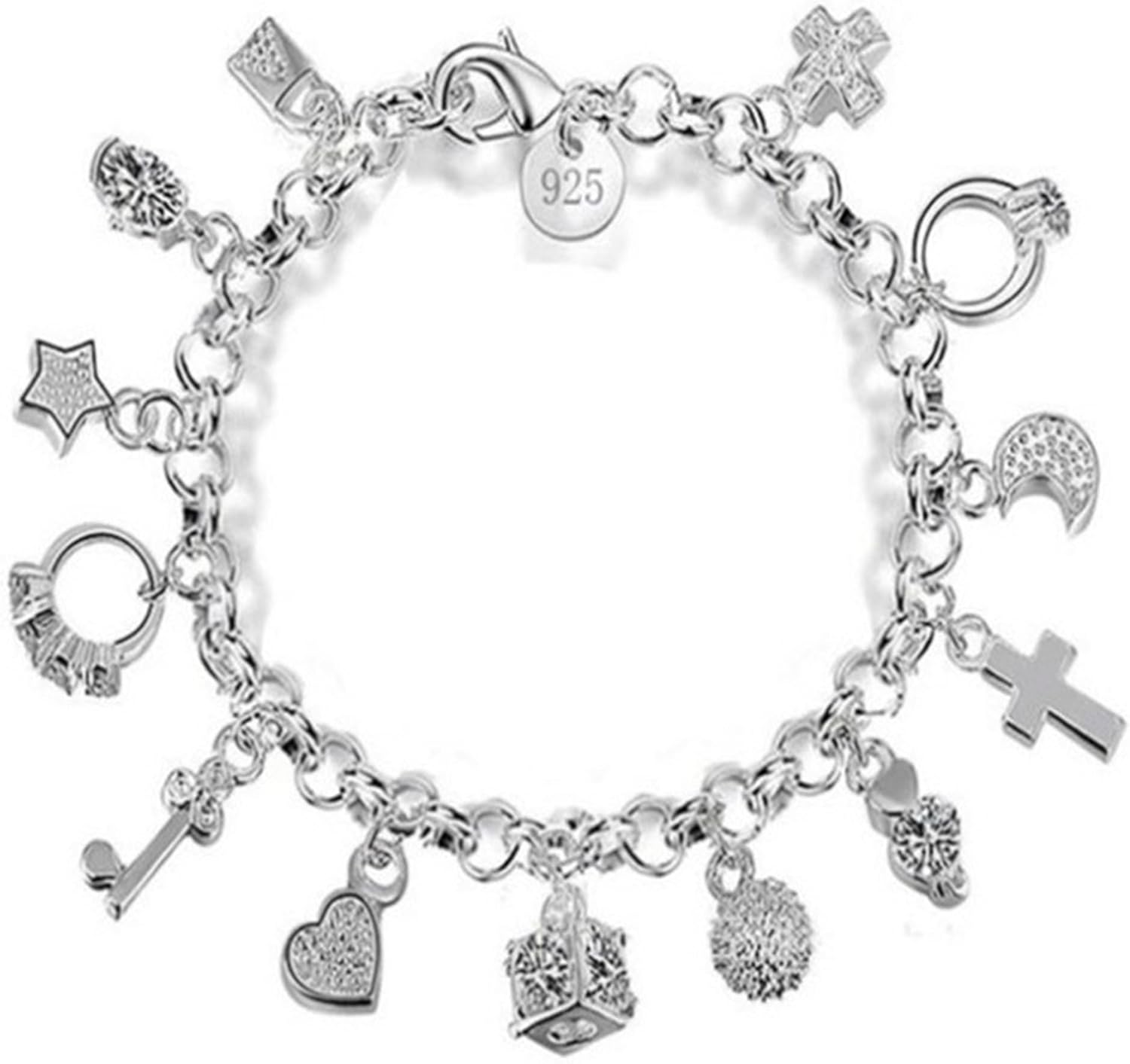 Sterling Silver Bracelets for Women Silver Charm Bracelet Jewelry